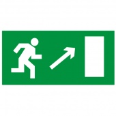 Знак E05 Направление к эвакуационному выходу направо вверх