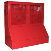 Стенд пожарный закрытый за сеткой с ящиком для песка 0,3 куб (1200x1200x540)