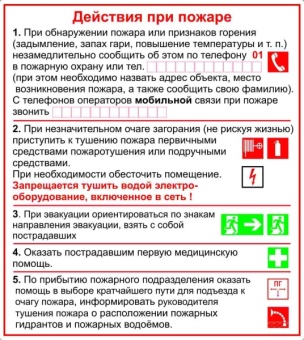 действия при пожаре